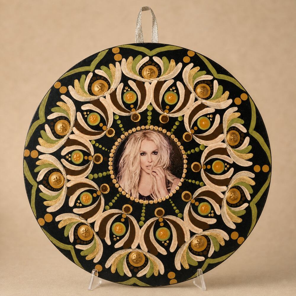 Britney Spears Hand Painted 10 Inch Album Mandala Pop Music Wall Art